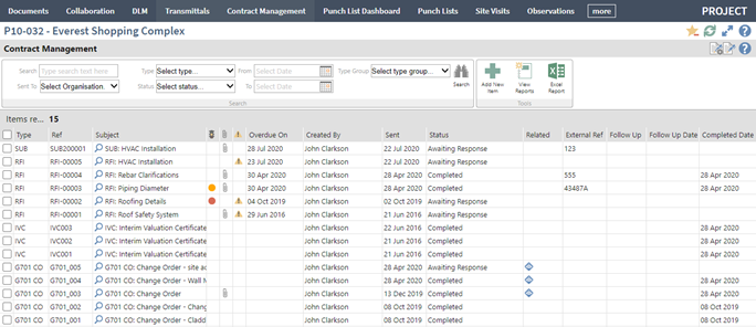 Deltek PIM_Contract Management Status Summary